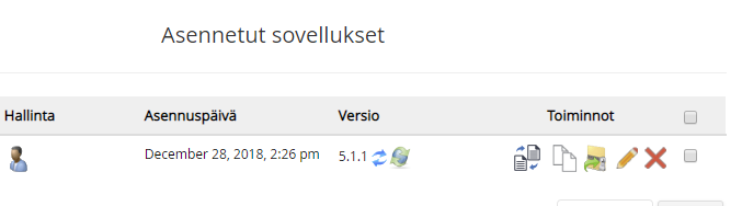 Valitse Luo varmuuskopio, niin voit palauttaa tämän mikäli päivityksessä tapahtuu virhe tai sivu ei toimi päivityksen jälkeen toivotulla tavalla.