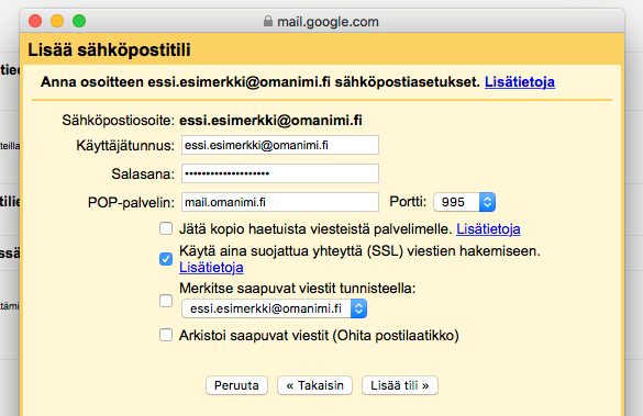 Sähköpostin lähettäminen ja vastaanottaminen Gmail-tililtä 