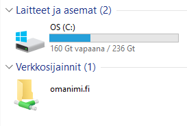 erkkolevy näkyy nyt Oma Tietokone näkymässä.