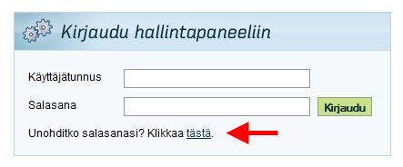 Unohtuneen hallintapaneelisalasanan vaihto, kuva 1